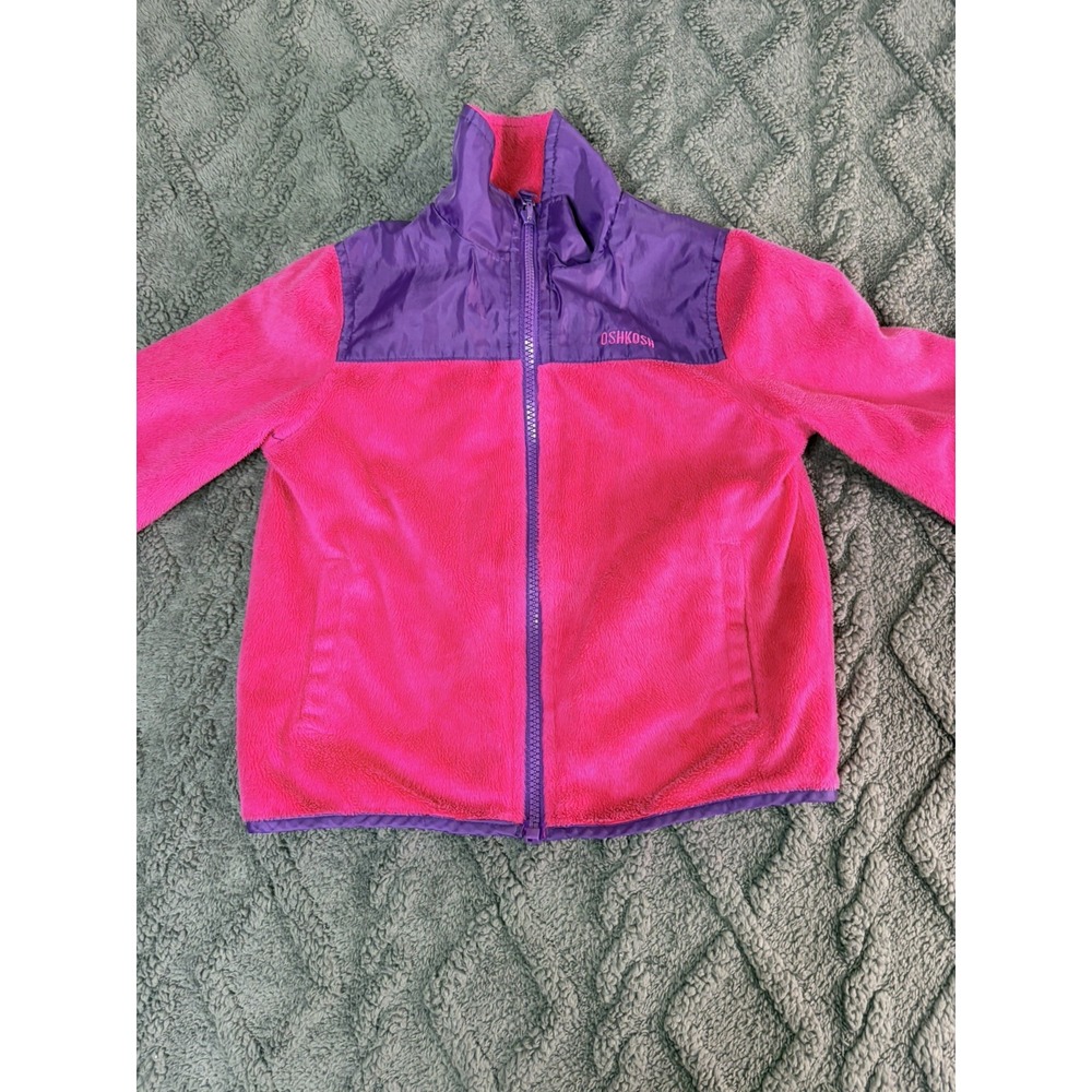 OshKosh Bgosh Girls 4T Reversible Fleece Jacket Pink Purple Full Zip